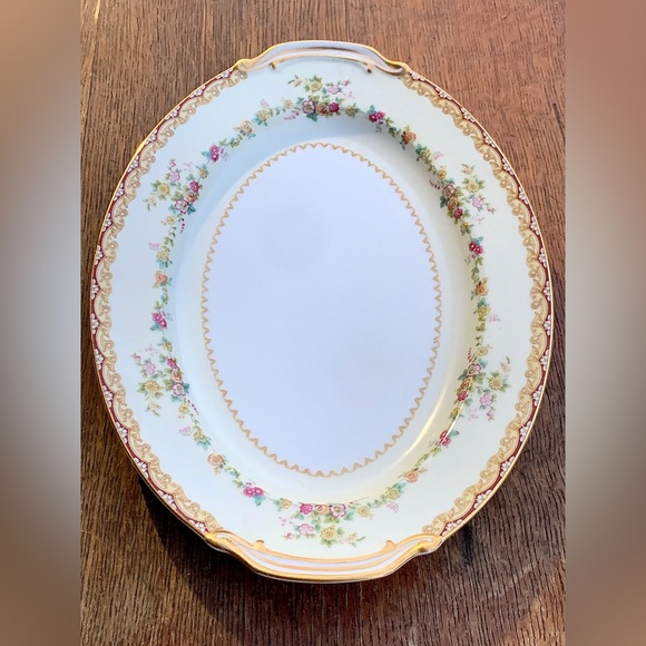 Vintage Discontinued Noritake DIMITY Gold Trim Lug Handled Oval Serving Plate - Picture 16 of 16